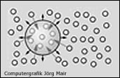 Erst wenn der N2-Teildruck der umgebenen Flüssigkeit höher ist als der Blaseninnendruck (Umgebungdruck plus Oberflächenspannung), kommt es durch einen weiteren N2-Einstrom in die Blase zum Wachstum.